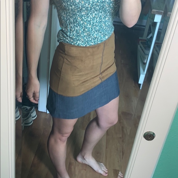 brown and denim skirt - Picture 2 of 6